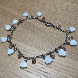 Handmade Natural Mother of Pear Heart Charm Bracelet ❤️